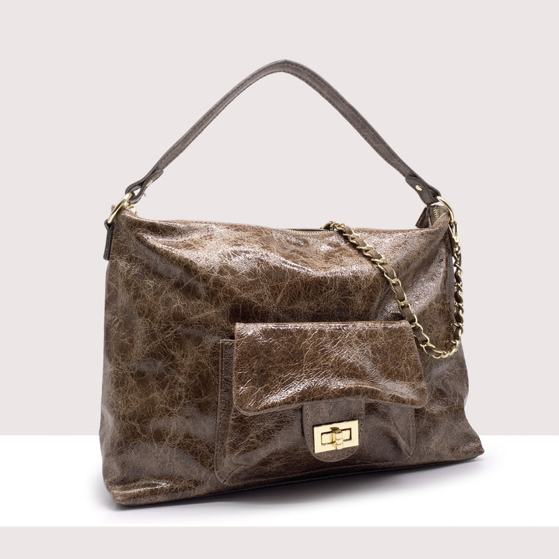 ORANGE - Borsa a spalla in vernice