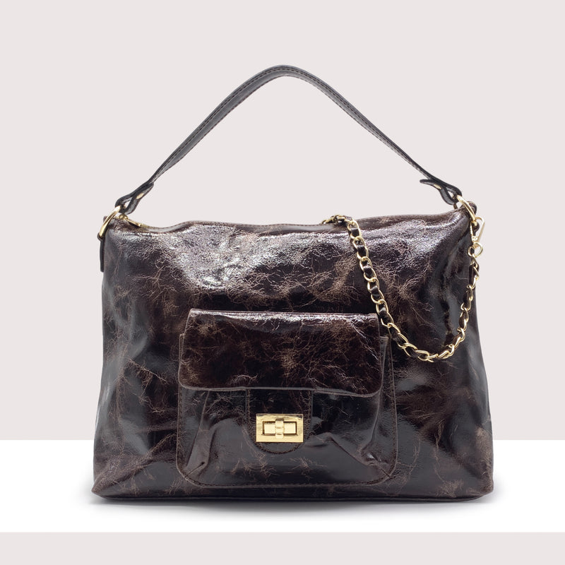 ORANGE - Borsa a spalla in vernice