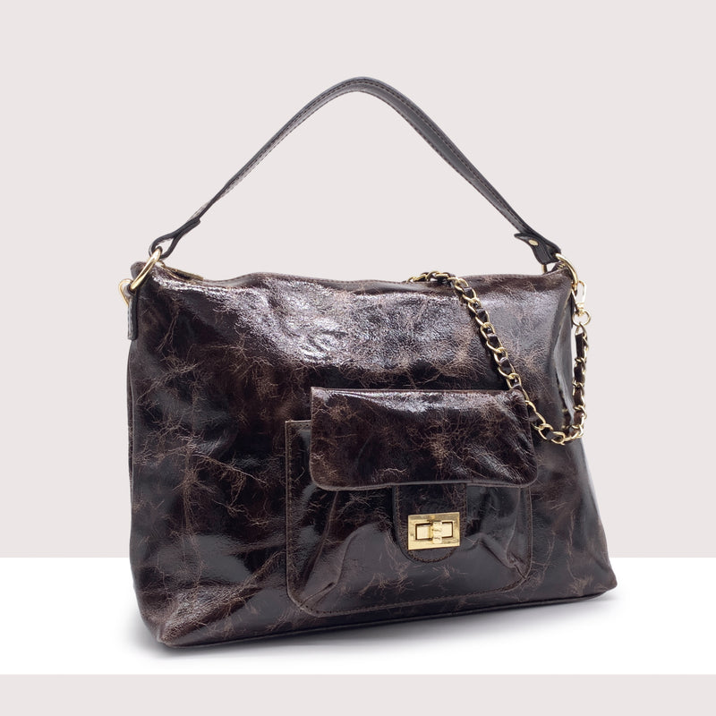 ORANGE - Borsa a spalla in vernice