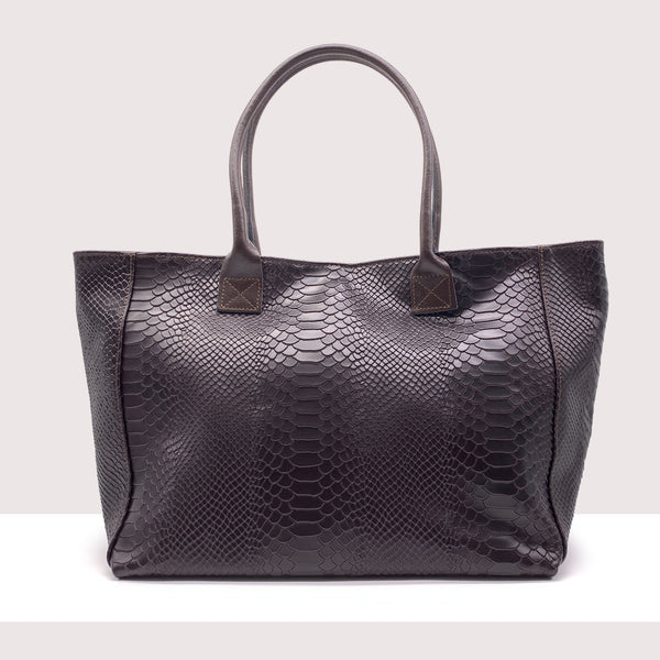 ORLANDO - Shopping bag in vera pelle stampa coccodrillo