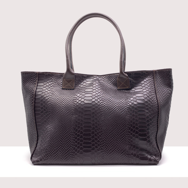 ORLANDO - Shopping bag in vera pelle stampa coccodrillo