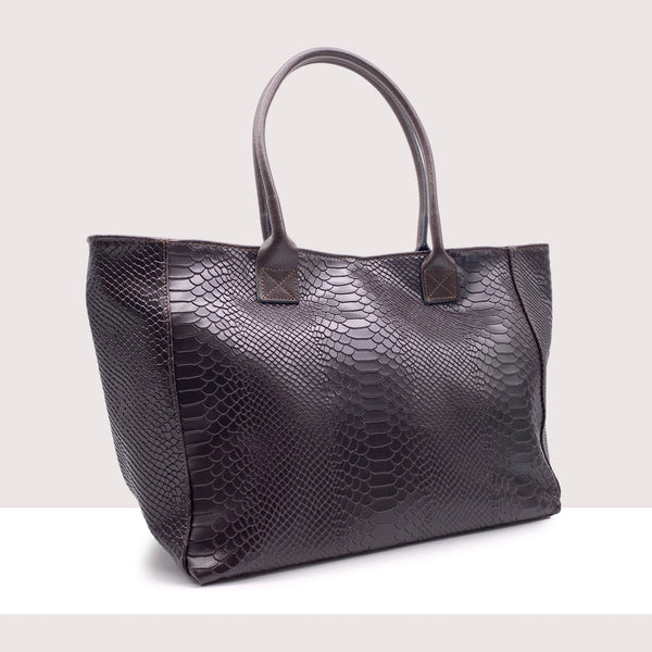 ORLANDO - Shopping bag in vera pelle stampa coccodrillo