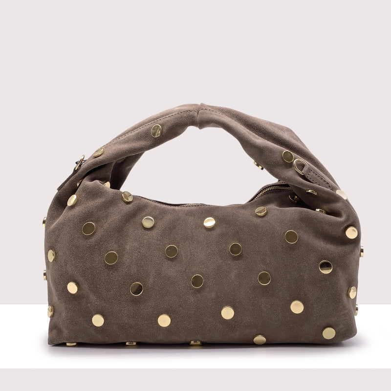 PORTO ROTONDO - Sacca in vero camoscio con borchie