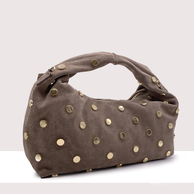 PORTO ROTONDO - Sacca in vero camoscio con borchie