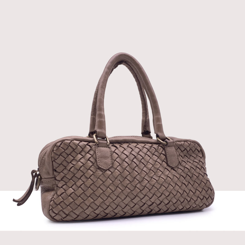 QUITO - Bauletto in vera pelle intrecciata  lavorazione vintage