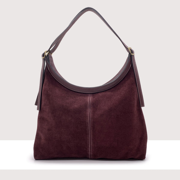 RIGA - Shopping bag in vero camoscio e pelle