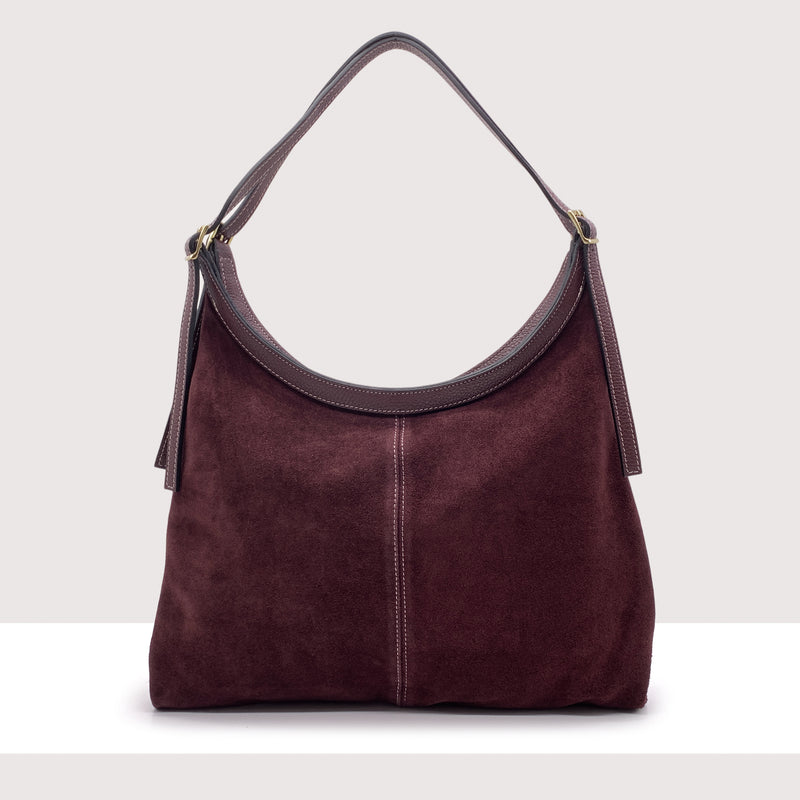 RIGA - Shopping bag in vero camoscio e pelle