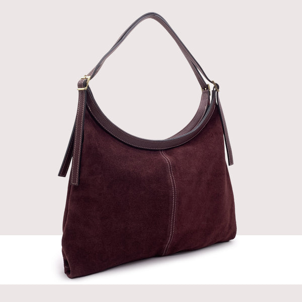 RIGA - Shopping bag in vero camoscio e pelle