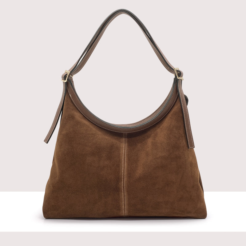 RIGA - Shopping bag in vero camoscio e pelle