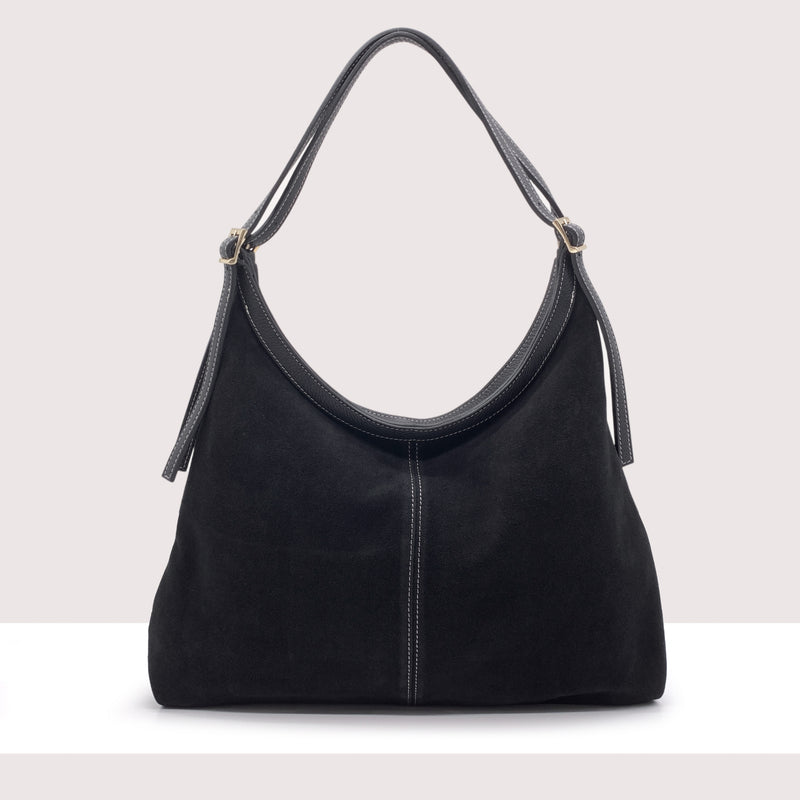 RIGA - Shopping bag in vero camoscio e pelle