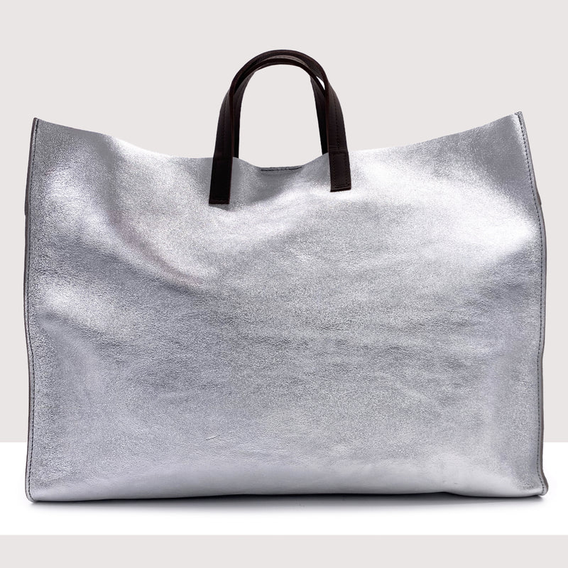 ROMA MAXI - Shopping bag in vera pelle laminata