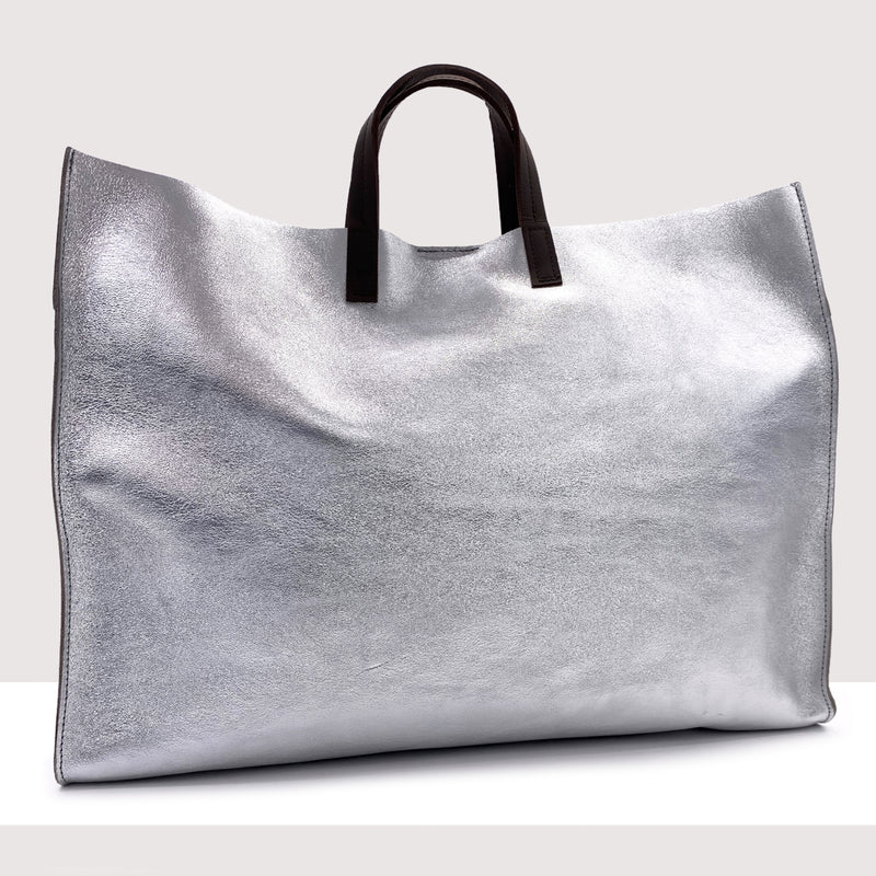 ROMA MAXI - Shopping bag in vera pelle laminata