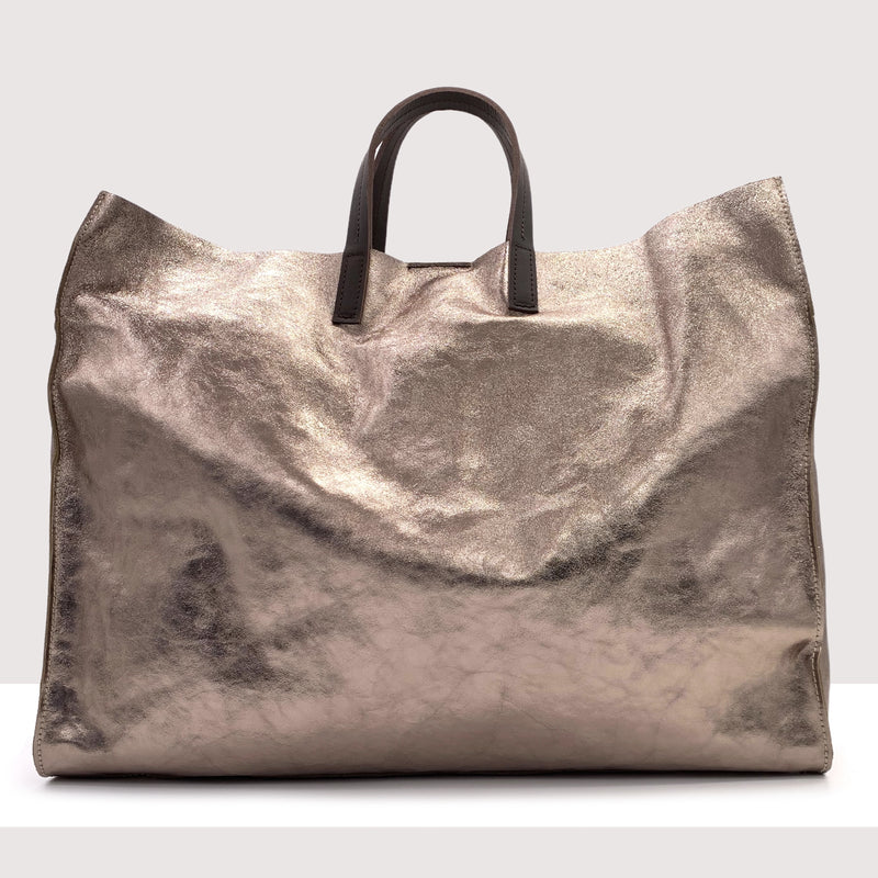 ROMA MAXI - Shopping bag in vera pelle laminata
