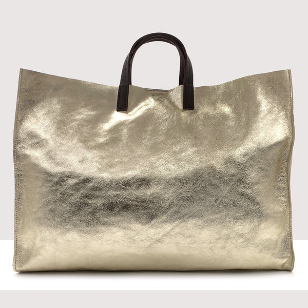 ROMA MAXI - Shopping bag in vera pelle laminata