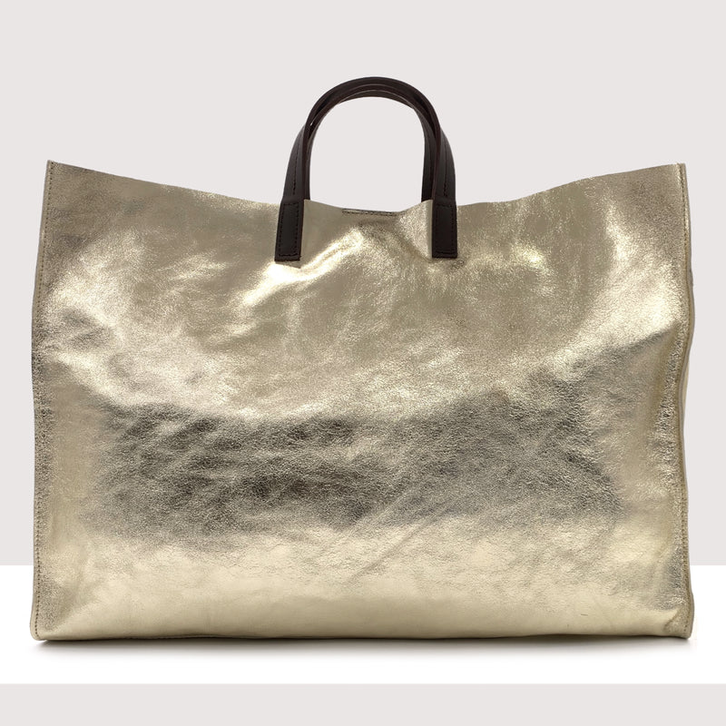 ROMA MAXI - Shopping bag in vera pelle laminata