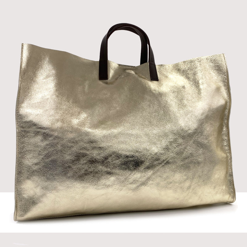 ROMA MAXI - Shopping bag in vera pelle laminata
