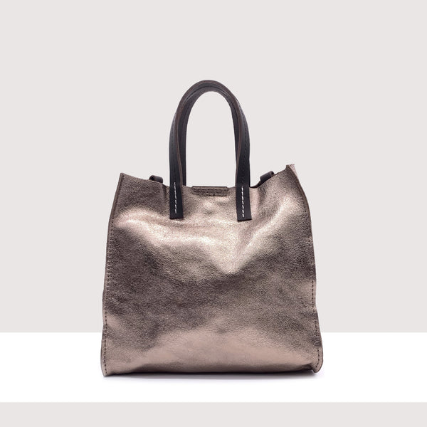 ROMA MINI - Shopping bag in vera pelle laminata