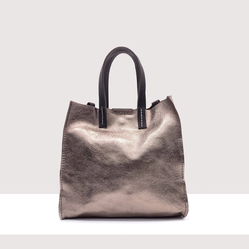 ROMA MINI - Shopping bag in vera pelle laminata