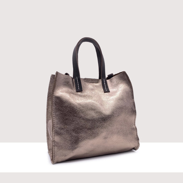 ROMA MINI - Shopping bag in vera pelle laminata