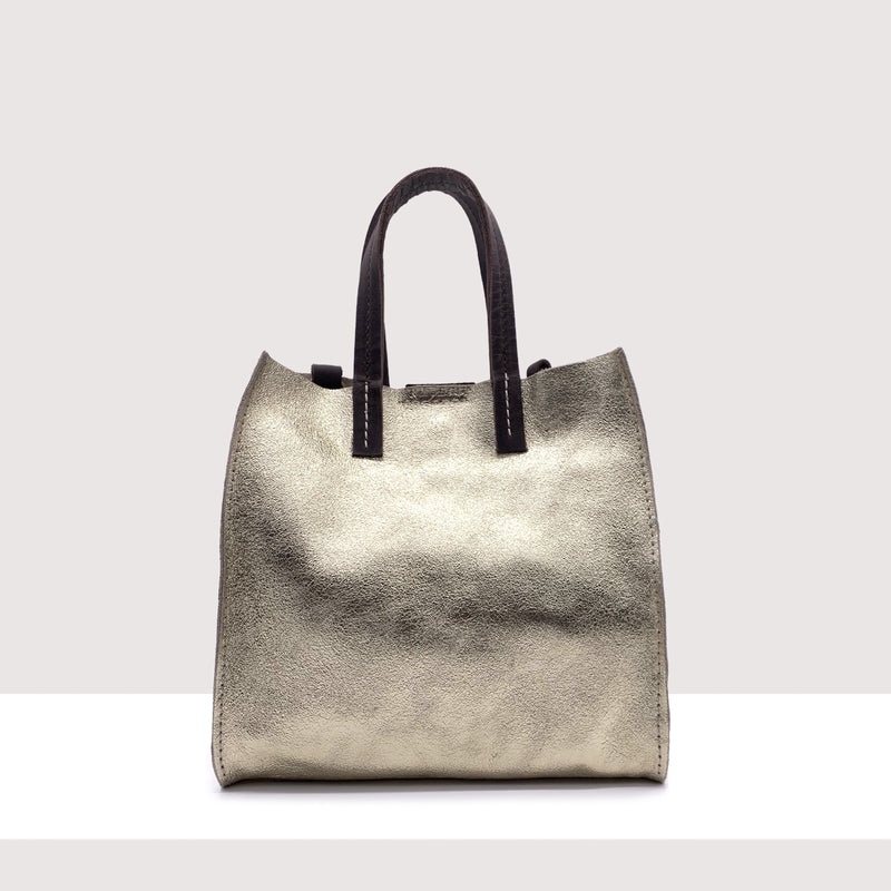ROMA MINI - Shopping bag in vera pelle laminata