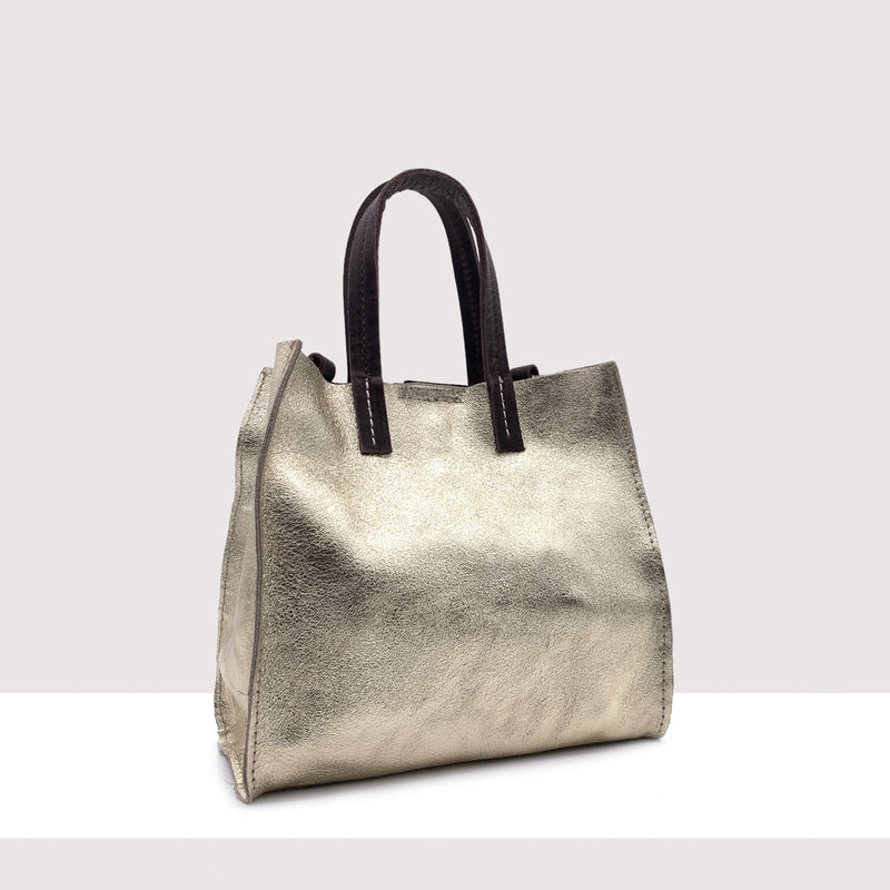 ROMA MINI - Shopping bag in vera pelle laminata