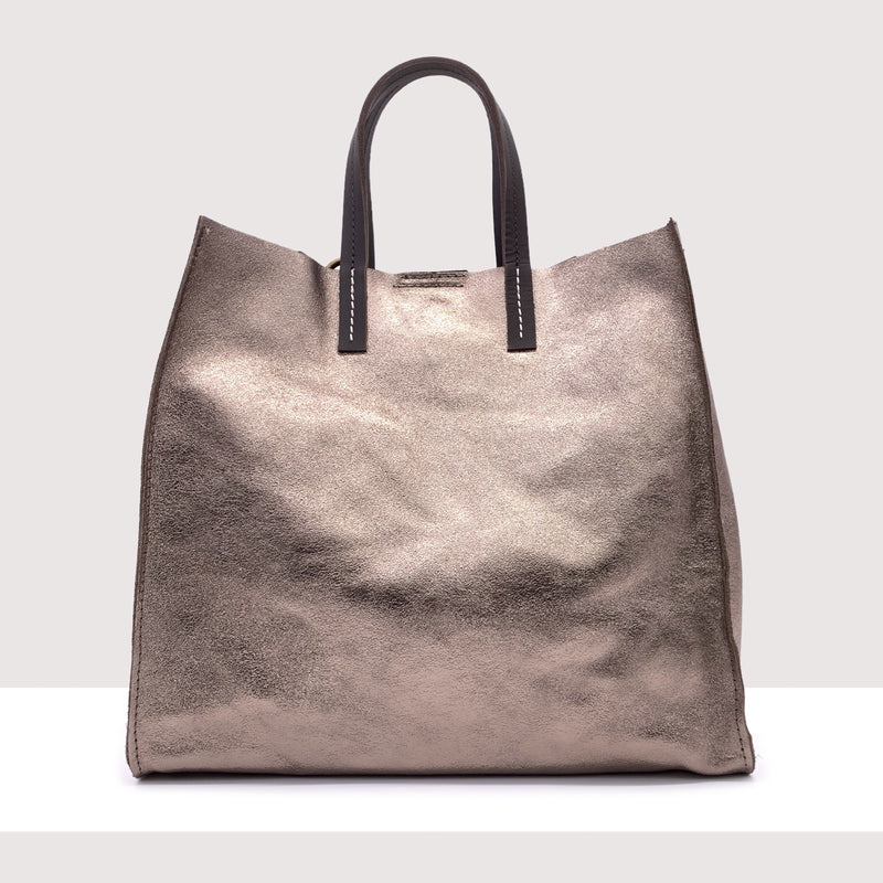 ROMA - Shopping bag in vera pelle laminata