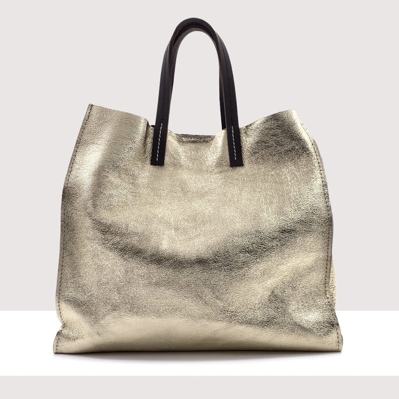 ROMA - Shopping bag in vera pelle laminata