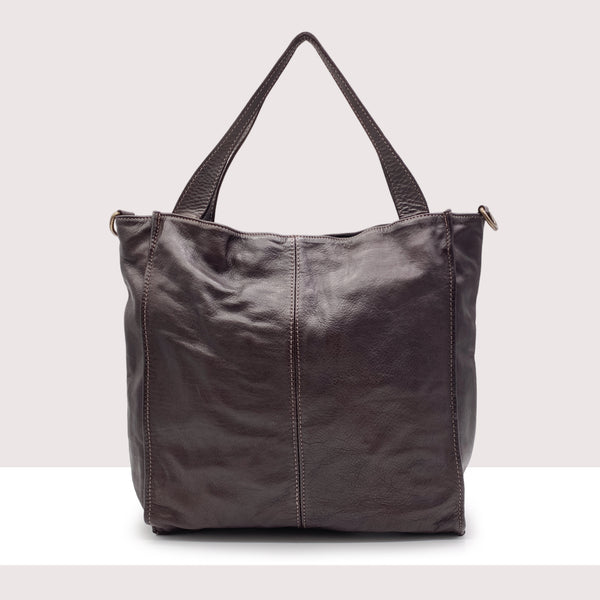 ROUEN - Shopping bag in vera pelle lavorazione vintage