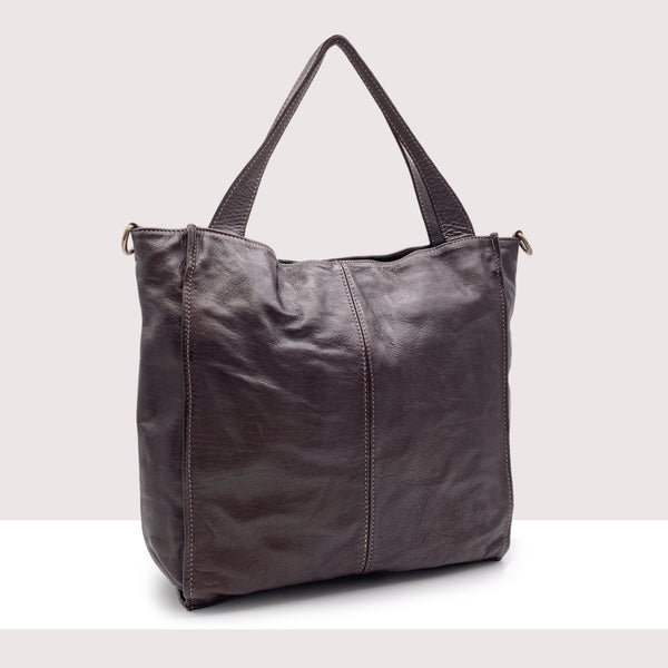 ROUEN - Shopping bag in vera pelle lavorazione vintage