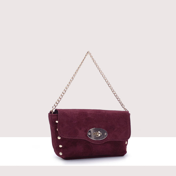 TARAWA - Mini bag in vero camoscio con borchie