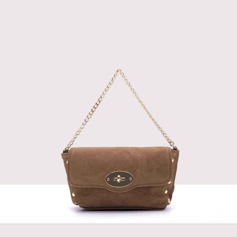 TARAWA - Mini bag in vero camoscio con borchie