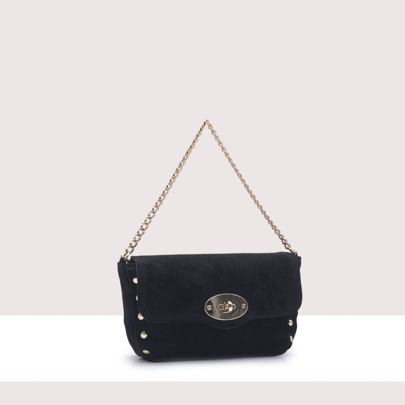 TARAWA - Mini bag in vero camoscio con borchie