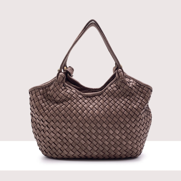 THIMPHU - Shopping bag intrecciata in vera pelle lavorazione vintage