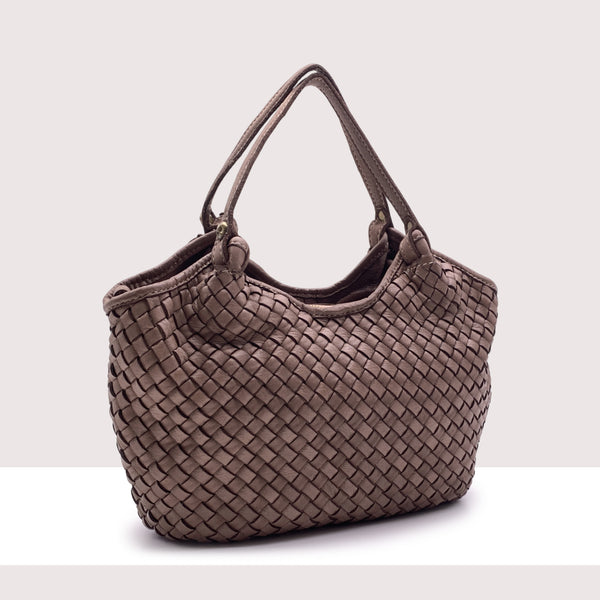 THIMPHU - Shopping bag intrecciata in vera pelle lavorazione vintage