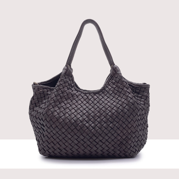 THIMPHU - Shopping bag intrecciata in vera pelle lavorazione vintage