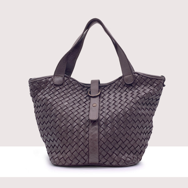 TOLEDO - Shopping bag intrecciata in vera pelle lavorazione vintage