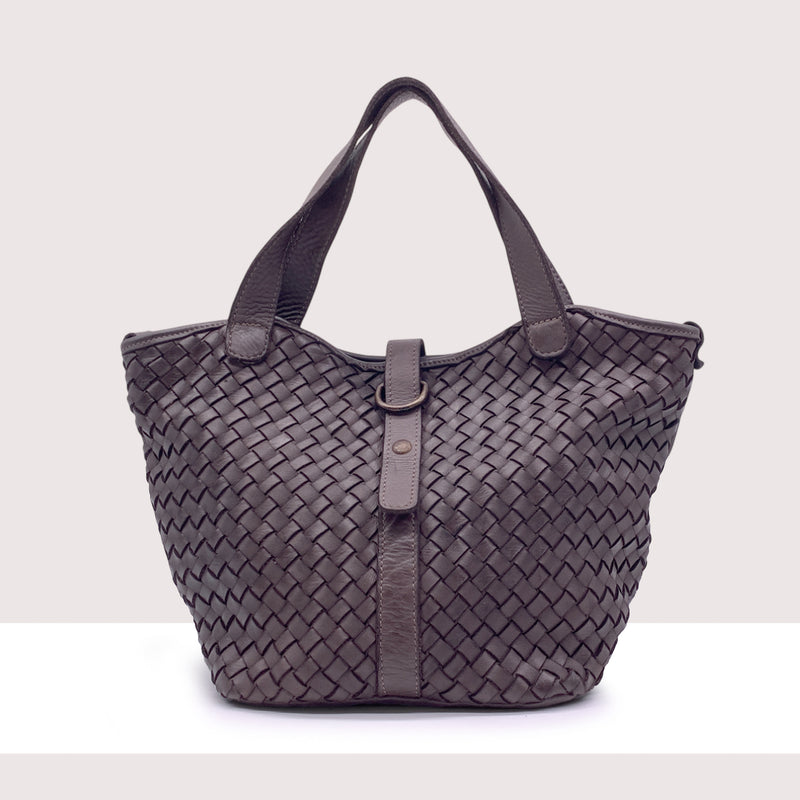TOLEDO - Shopping bag intrecciata in vera pelle lavorazione vintage
