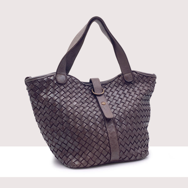 TOLEDO - Shopping bag intrecciata in vera pelle lavorazione vintage