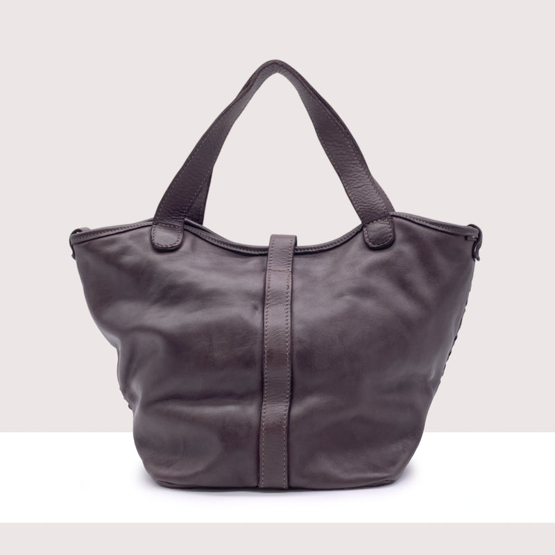 TOLEDO - Shopping bag intrecciata in vera pelle lavorazione vintage
