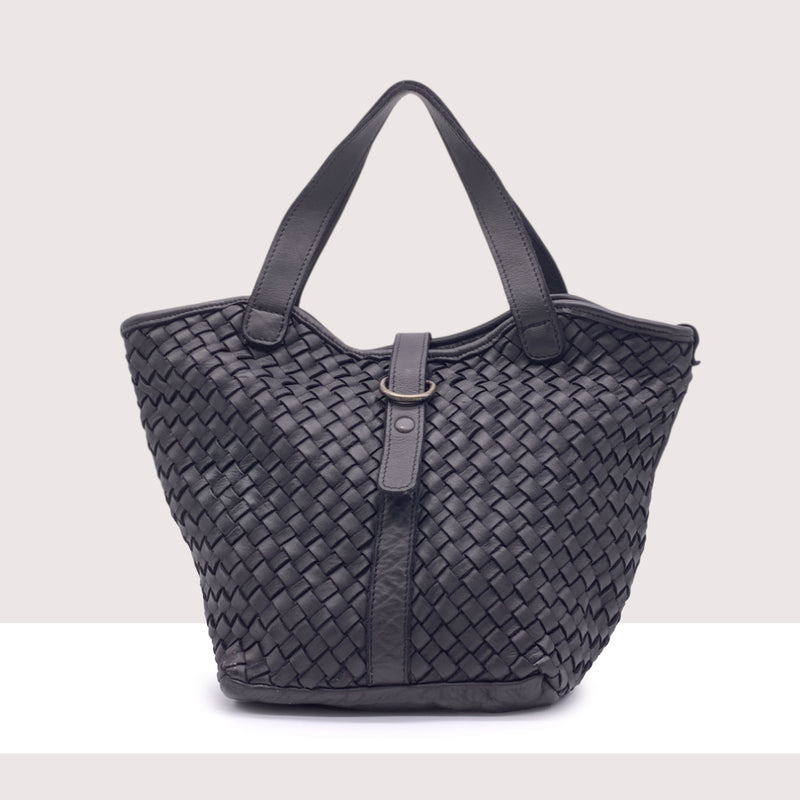 TOLEDO - Shopping bag intrecciata in vera pelle lavorazione vintage