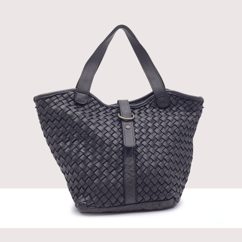 TOLEDO - Shopping bag intrecciata in vera pelle lavorazione vintage