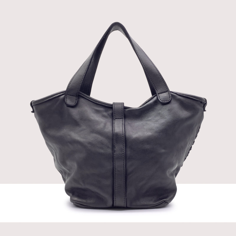 TOLEDO - Shopping bag intrecciata in vera pelle lavorazione vintage