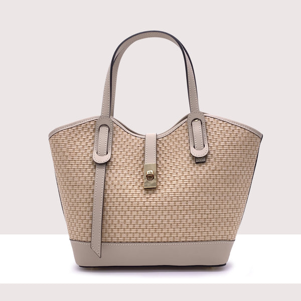 TORONTO - Shopping bag in vera pelle e rafia