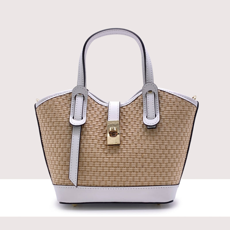 TORONTO - Shopping bag in vera pelle e rafia