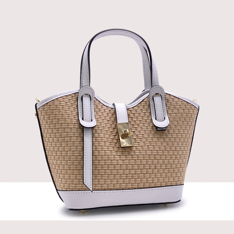 TORONTO - Shopping bag in vera pelle e rafia