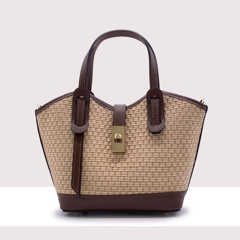 TORONTO - Shopping bag in vera pelle e rafia