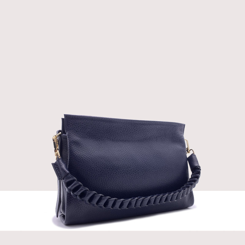 VARSAVIA MINI - Borsa a spalla  in vera pelle con tracolla intrecciata