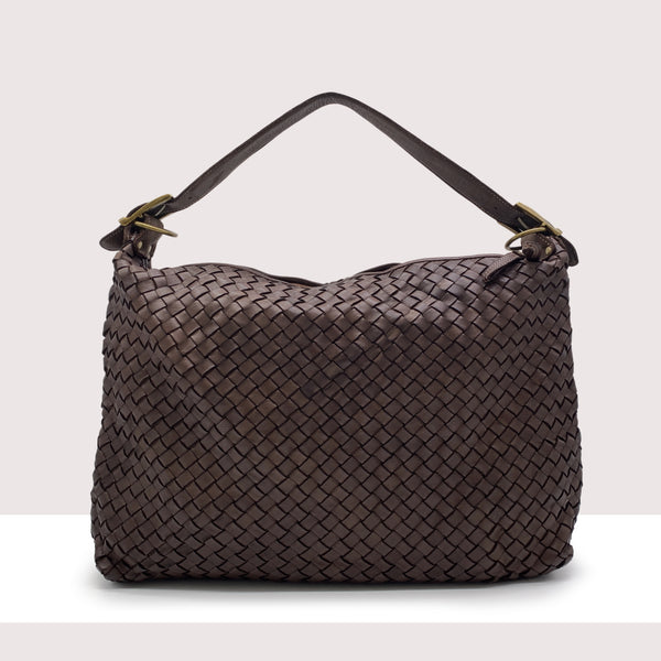 VICENZA - Shopping bag intrecciata in vera pelle lavorazione vintage