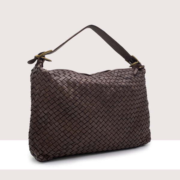 VICENZA - Shopping bag intrecciata in vera pelle lavorazione vintage