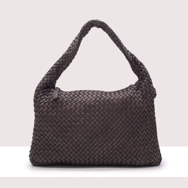 VICTORIA - Borsa a spalla intrecciata in vera pelle lavorazione vintage